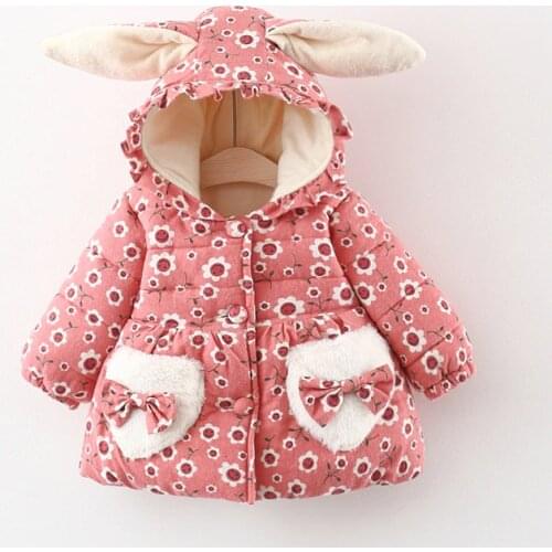 Baby Winter Coat Autumn Kids Outerwear Fashion Casual Print Flower Thick Warm Girls Jackets Toddler Clothes Baby Girl Clothing