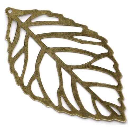 DoreenBeads Alloy Charm Pendants Leaf Antique Bronze 5.4cm(2 1/8") x 3.2cm(1 2/8"),9 PCs Hot new