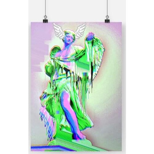 Plaster statue Sculpture Glitch Art Poster Canvas Painting Wall Art Decor Living Room Bedroom Study Home Decoration Prints