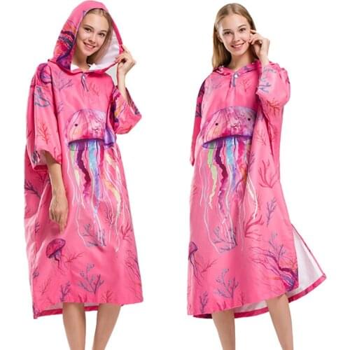 Lovely Jellyfish Changing Robe Bath Towel Outdoor Adult Hooded Beach Towel Poncho Bathrobe Towels Women Man Bathrobe LST