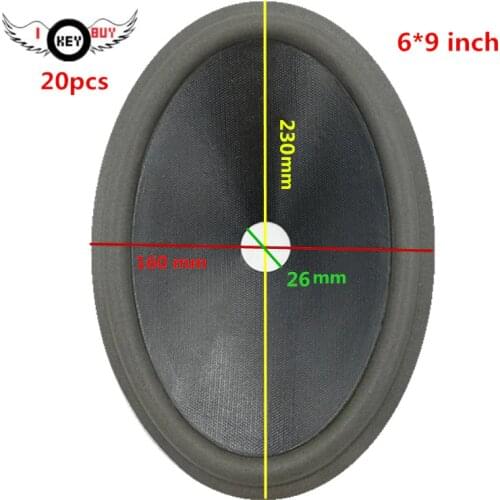 I KEY BUY 20pcs/lot Foam Edge Surround 6x9" Inch Speaker Paper Cones 26 mm Core Oval Woofer Paper Cone Wholesale Free Shipping