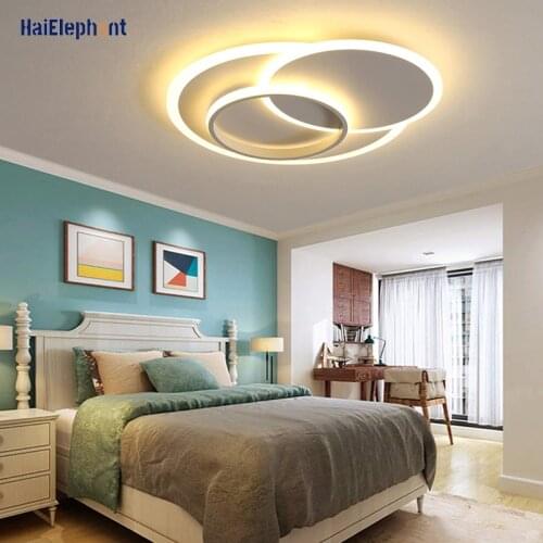 Round Design Lights Modern Led Chandelier Lamps For Living Room Bedroom Study Surface Mounted Lighting Deco Luminaire AC 90-260V