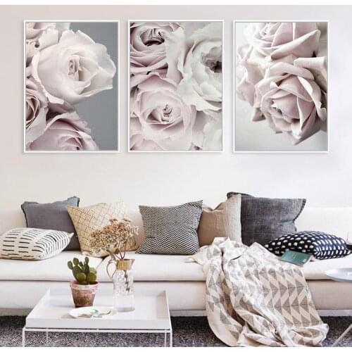 Pink Peony Nordic Wall Art Canvas Posters And Print Flower Painting Minimalist Scandinavian Decoration Picture Living Room Decor