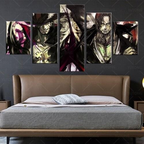 Canvas HD Print Poster Wall Art Frame 5 Pieces Animation One Piece Man Character Painting Modular Picture Living Room Home Decor