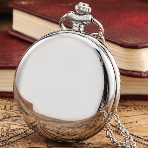 Polishing Mirror Smooth Double Hunter Quartz Pocket Watch Necklace Pendant Antique Pocket Clock