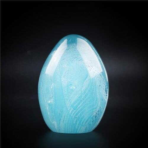 H&D Glass Egg Shaped Paperweight Hand Blown Murano Style Sculpture Glass Figurine Easter Ornament Collection Home Office Decor