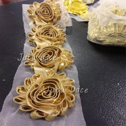 Factory direct sales Shiny Metallic Shabby Chiffon Flower Trim chiffon hair flower hair accessories 13colors in stock