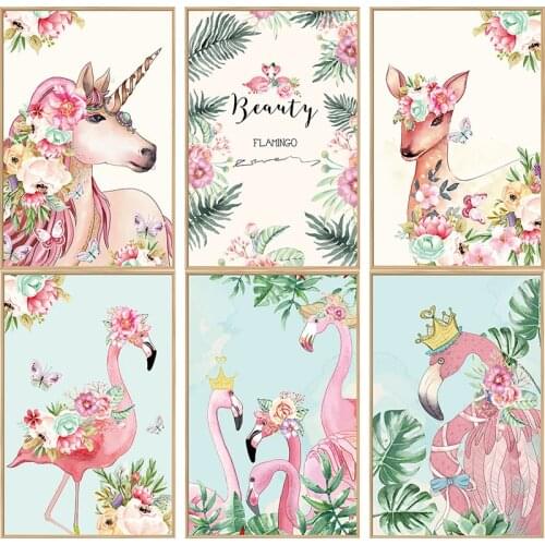 DIY Christmas Decoration Home Decor Nordic Flamingos Unicorn Frame Wall Sticker Living Room Bedroom Art Covering Wallpaper Flims