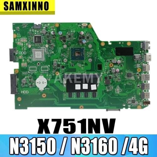 SAMXINNO X751NV original mainboard for ASUS X751NA X751N Laptop motherboard X751NV mainboard with 4GB-RAM N3150 / N3160