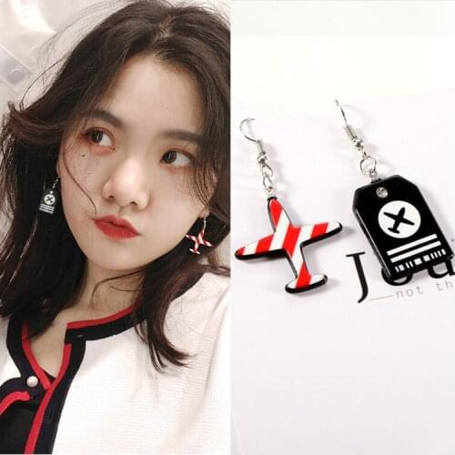 Sweet Temperament Woman Ear Studs Creative Cute Small Aircraft Earrings Female Acrylic Alloy Earrings Accessories Jewelry 2018