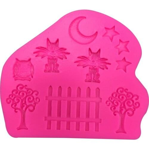 Free shipping Moon , Star, Tree And Cute Animal Shape cake decorating tools DIY baking fondant silicone mold T0399