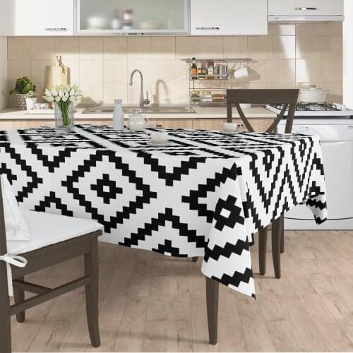 Tablecloth living room kitchen cover runner patterned white black ethnic patterned micro fabric cover free shipping