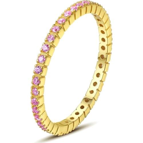 Solid S925 sterling silver gold-plated ring inlay zircon gemstone fashion women jewelry Two colors