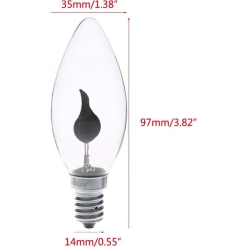 YYSD E14 3W Edison Filament Candle Flicker Light Bulb Tail/Tipped Retro Decor Lamp