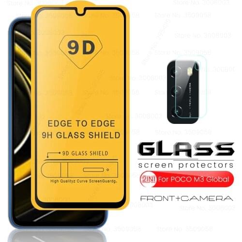 Camera Protectors For Xiaomi POCO M3 Global Version 6.53'' 9D Full Glue Tempered Glass POCO M 3 3M POCOM3 Phone Protective Film