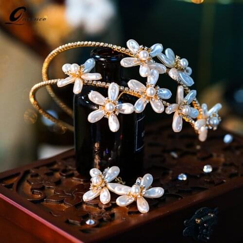 Pearl Tiara Crown Jewelry Headband Couronne Korona Hairband Hair Accessories Bride Tiara Jewellery Bridal Wedding Jewelry