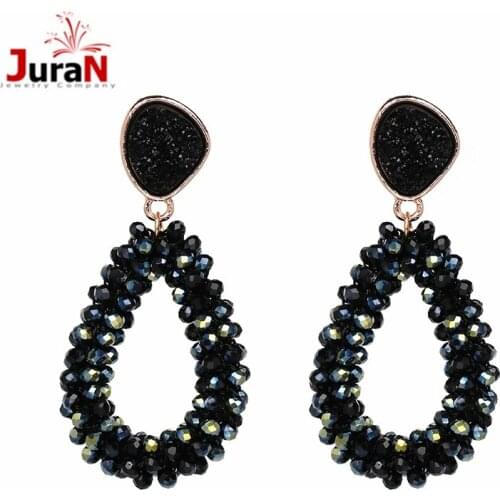 JURAN 2018 New Arrival good quality fashion hand made crystal beads earring statement crystal water drop Earrings for women