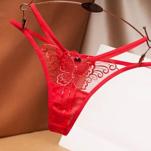 Women Thong Sexy Panties Flower Embroidery Butterfly Thong Lace Soft Panties Ladies Babydoll mini bikini Underwear трусы женские