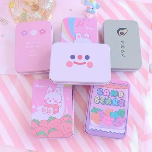 1pc Mini Cute Cartoon Tin Metal Drawer Receive Storage Box Candy Box Case Home Organizer Jewelry Container