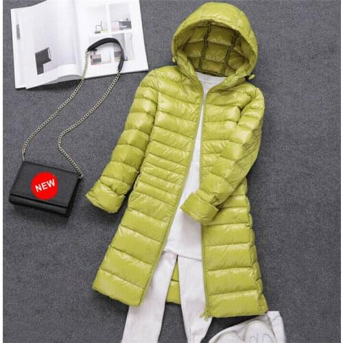 Winter Women Ultralight Duck Down Candy Soft Jackets Long Outwear Hooded Coats