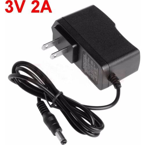1PCS 3V 2A High quality, IC program AC 100V-240V Converter Adapter DC 3V2A Power Supply US Plug 2000mA DC plug 5.5mmx2.1-2.5mm