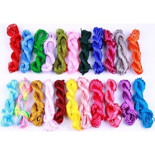 10meter Multicolor DIY Chinese Knot Bracelet Soft Satin Rattail Silk Macrame Cord Nylon for Arts and Crafts Twisted Rope 2mm