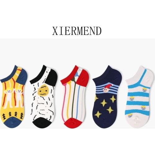 10 pieces =5 pairs New couples cartoon socks autumn light boneless sewing cotton women socks combed slipper socks women