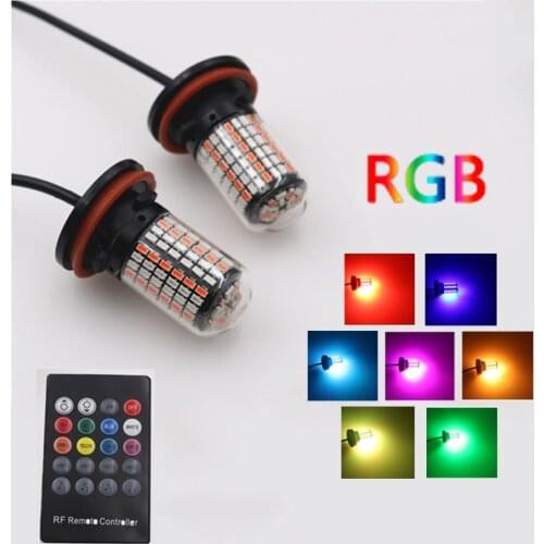 2pcs 168 LED RGB Car Colorful Light Wireless Remote Control Universal Automobile Flashing Lamp H4 H11 H7 H8 9005 9006