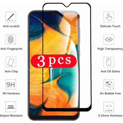 3Pcs cover for samsung galaxy A10 A20 A30 A40 A50 A60 A70 A80 A90 tempered glass phone screen protector protective film on glass