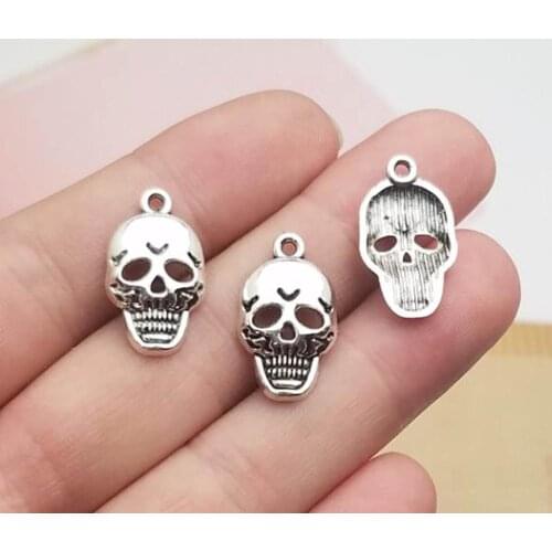 35pcs/lot--21x12mm, Antique Silver plated skull charms ,DIY supplies, Jewelry accessories