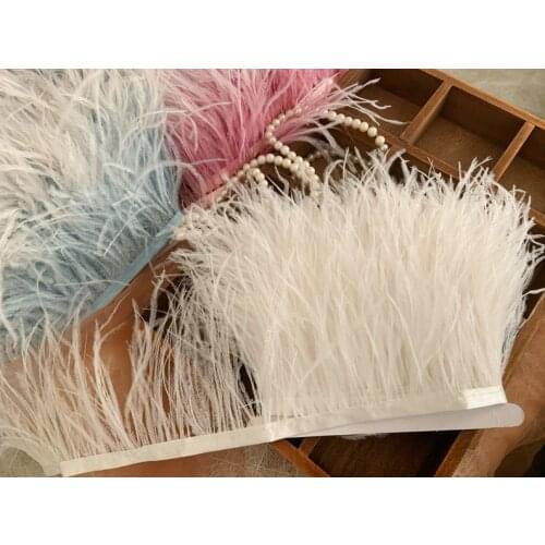 5 yards Ostrich Feather Fringe trim with Ribbon Tape
