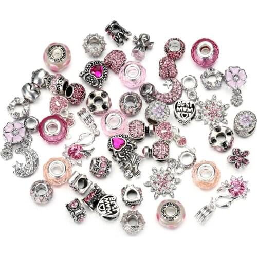 50 crystal glass alloy large hole beaded isolation beads European and American fashion bracelet necklace accessories beads