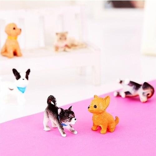 6PCS Creative Cat And Dog Dollhouse Miniature Model Doll House Home Moss Decoration Toy Figures Christmas Gifts DIY Accessories