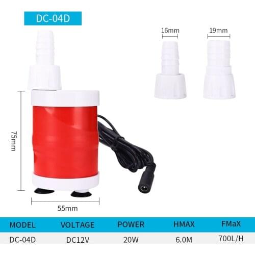 DC12V Aquarium Submersible Pump 20W Bottom Suction Pump Fish Tank Filtration Circulation Pump Ultra Low Water Level Pump
