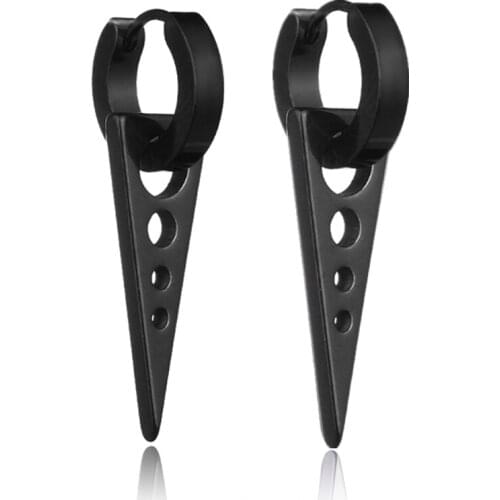 Punk Black Triangle Geometry Pendants Men Women Hoops Earrings Vintage Gothic Small Stainless Steel Jewelry Accesories Earrings
