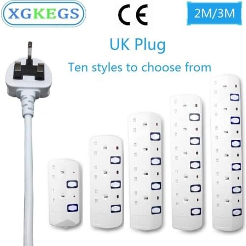 UK Plug Power Strip Socket 2/3/4/5/6 Way Individual Switch Fused Extension Cord Outlet Surge Protector 13A 250V For Home Office