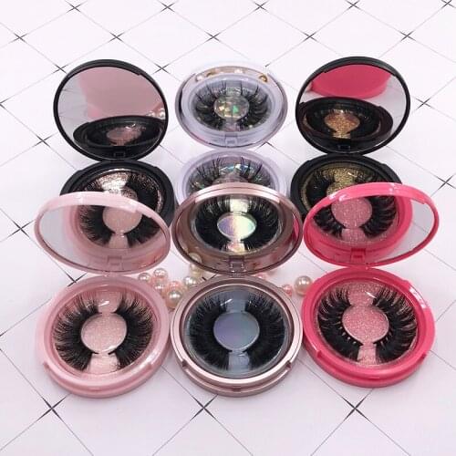 FDshine Round box with mirror for Regular eyelashes 25mm mink lashes empty boxes
