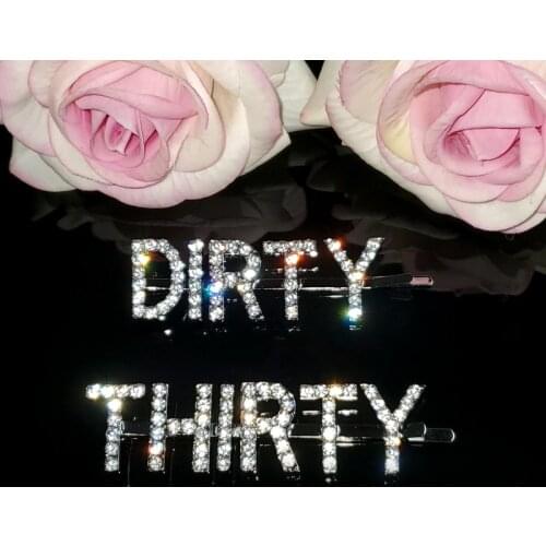 "Dirty Thirty“ Saying Words Hairclip 30 Years Old Birthday Gift Hairpins Letters Hair ClipsHair Accessories 2pcs/set WHOLESALE