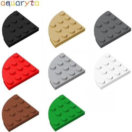Aquaryta 20pcs Plate Round Corner 4x4 Building Blocks Parts Compatible 30565 DIY Creative Educational Toy for Teen or Adult