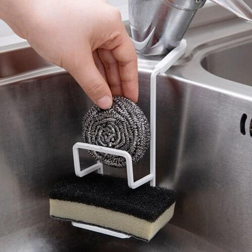 Metal Iron Sink Drain Rack Wall Sucker Sponge Storage Soap Stand Dish Cloth Shelf Drying Holder Kitchen Organizer