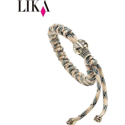 LIKA Men Bracelets Umbrella Rope Sparta Helmet Shape Copper Nylon Rope Handmade Trendy Cuff Bangles & Bracelets Erkek Bileklik