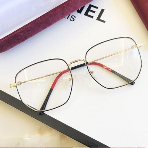 Alloy Oversized Glasses Women Men Eyeglasses Frames Square Wide Face Fashion Degree Prescription Spectacles Nerd Myopia UV400