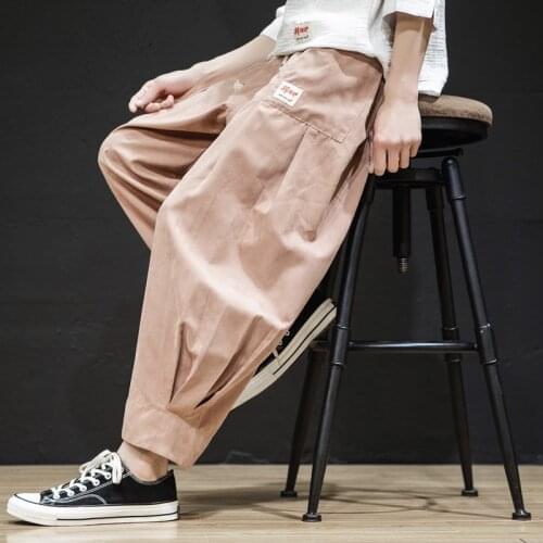 Men Harajuku Harem Pants 2020 Mens Summer Cotton Linen Joggers Pants Male Vintage Chinese Style Sweatpants Fashions