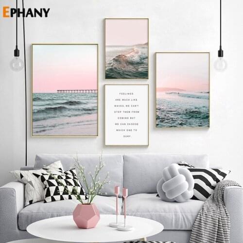 Nightfall Ocean Landscape Canvas Poster Nordic Wall Art Print Painting Pictures for Living Room Scandinavian Home Decoration