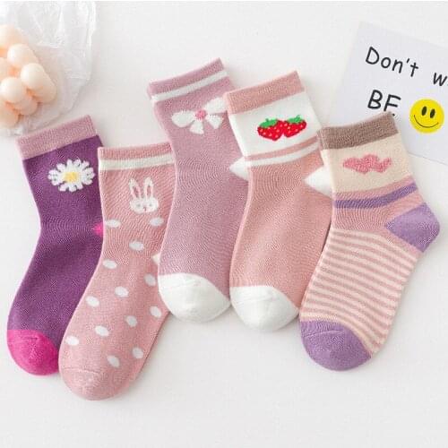 5 Pairs/Lot Brand 100% Cotton Girl Socks Winter Warm Breathable Childrens Short Socks Sof Baby Kids Socks For 1-15 Years