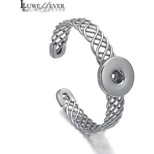 New 5 Colors Bangle 250 Fashion Stretchable 18mm Snap Button Bracelet Interchangeable Charm Jewelry For Women Gift