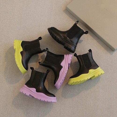 Autumn Girls Martin Boots 2021 Winter New British Style Childrens Lightweight Fashion Trend Cowhide Martin Boots XZ123