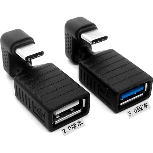 OTG 180 Grad Abgewinkelt USB 2,0 3,0 Weibliche zu typ c Männlichen Adapter Verlängerung Stecker Arbeit für LTE adapter zu power