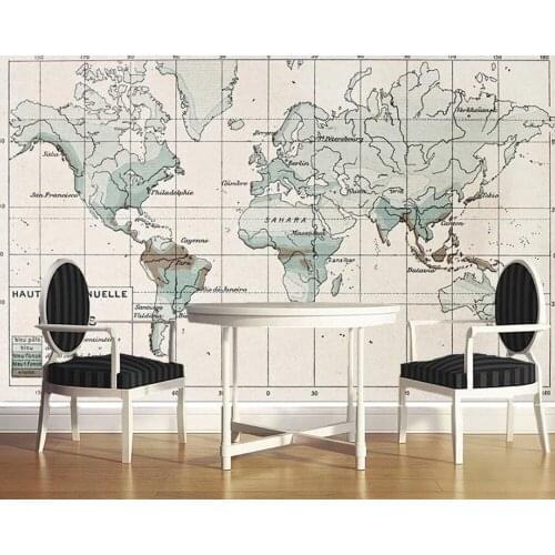 Papel de parede Retro old american nordic world map 3d wallpaper mural,living room tv wall bedroom wall papers home decor
