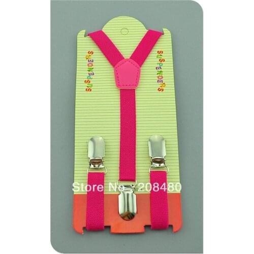 Free Shipping-1.5x65cm "Hot pink" Kids Suspenders Children/Boys/Girls Suspender Elastic Braces Slim Suspenders-Wholesale&Retail
